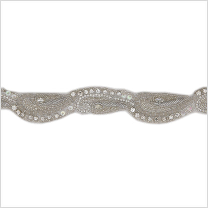 1.25" Silver Beaded Rhinestone Trim