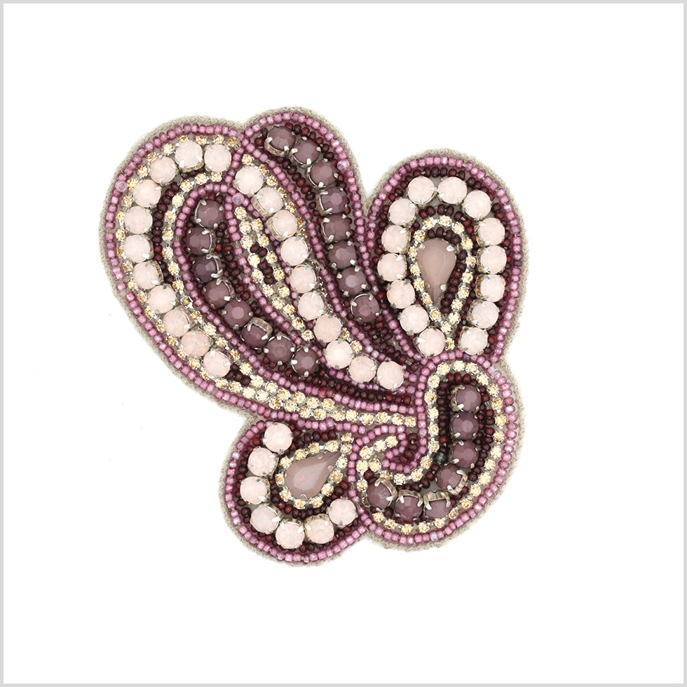 Pink/Purple Beaded Rhinestone Applique - 3.75 x 3
