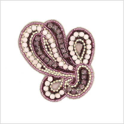 Pink/Purple Beaded Rhinestone Applique - 3.75 x 3