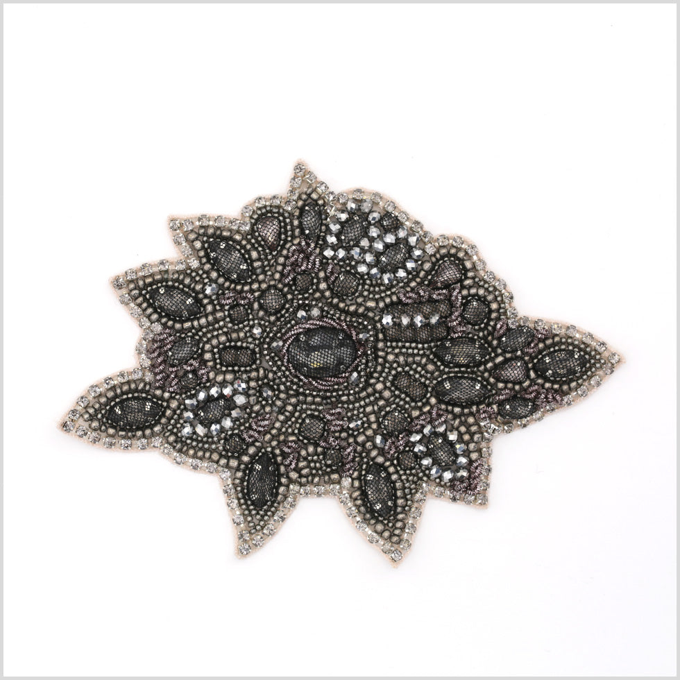 Gunmetal Beaded Rhinestone Applique