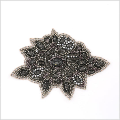 Gunmetal Beaded Rhinestone Applique