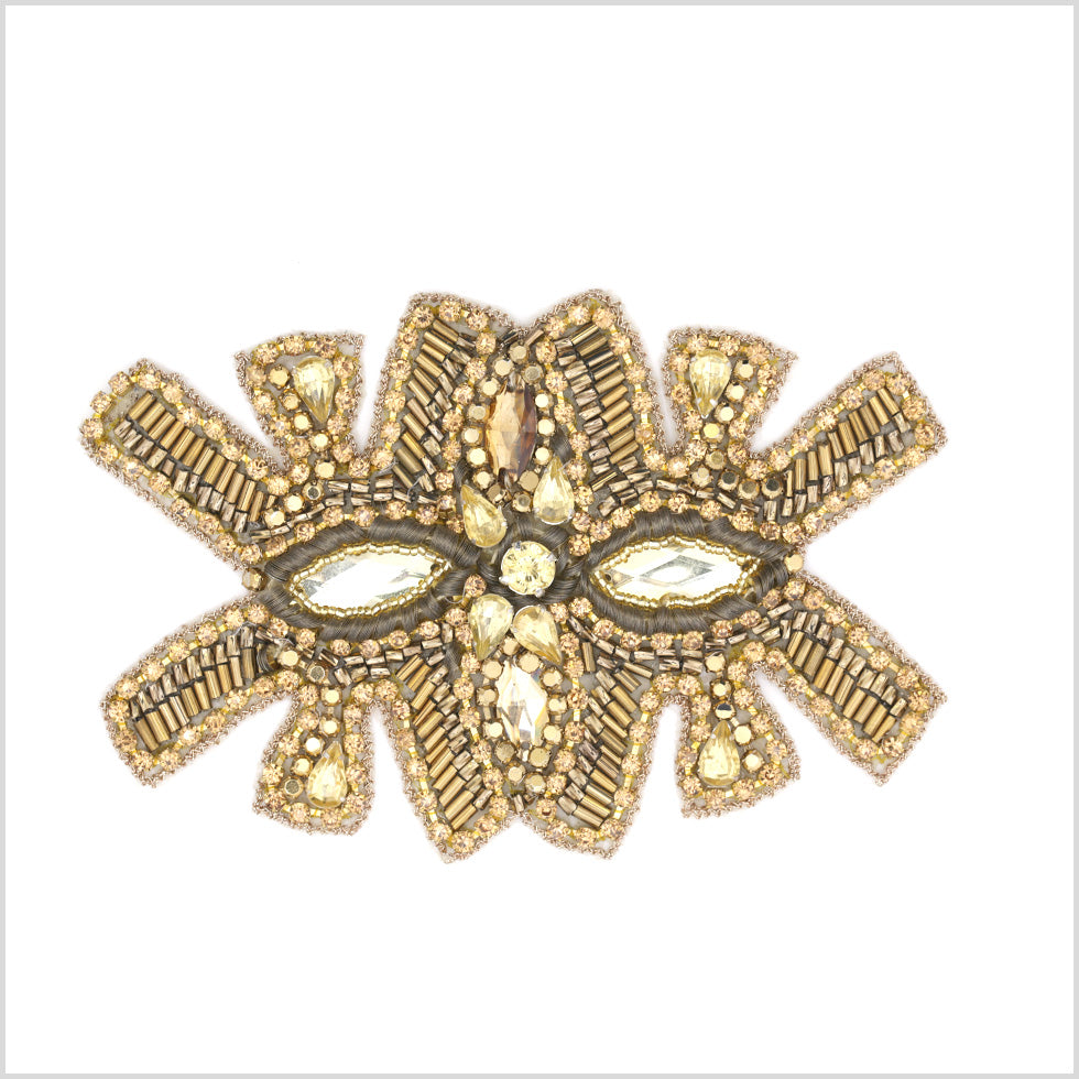 Gold Beaded Rhinestone Applique