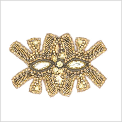 Gold Beaded Rhinestone Applique