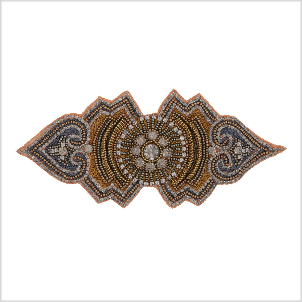 Gold/Silver/Peach Beaded Rhinestone Applique