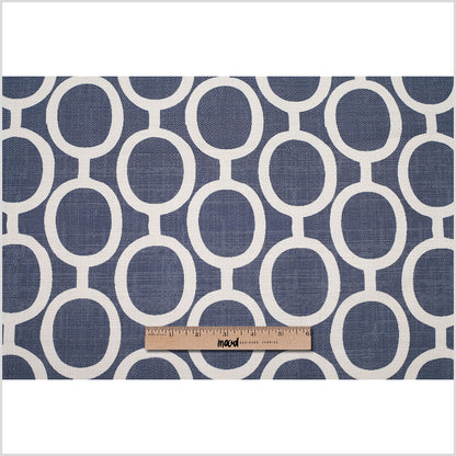 Spanish Denim/White Geometric Poly/Cotton Canvas Full