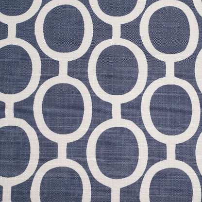 Spanish Denim/White Geometric Poly/Cotton Canvas