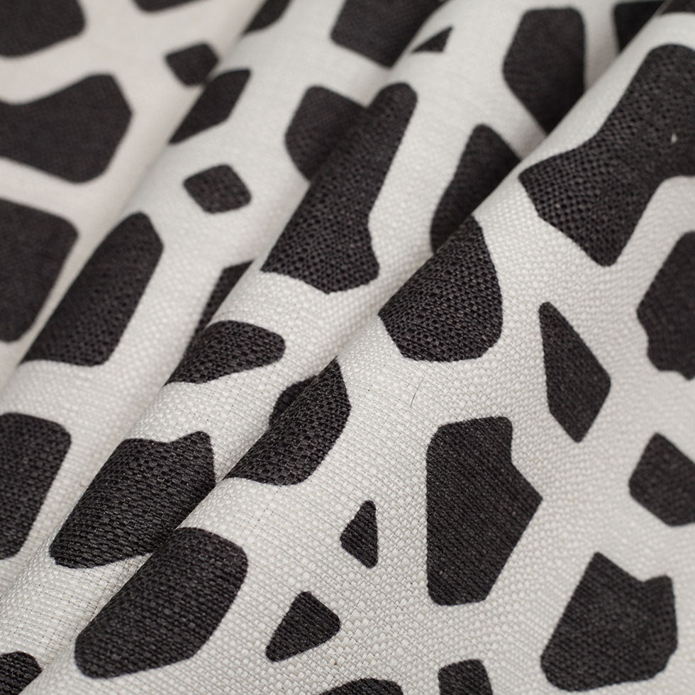 Spanish Black/White Geometric Poly/Cotton Canvas - Folded