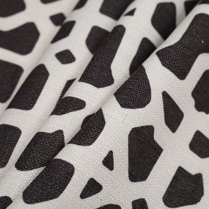 Spanish Black/White Geometric Poly/Cotton Canvas - Folded