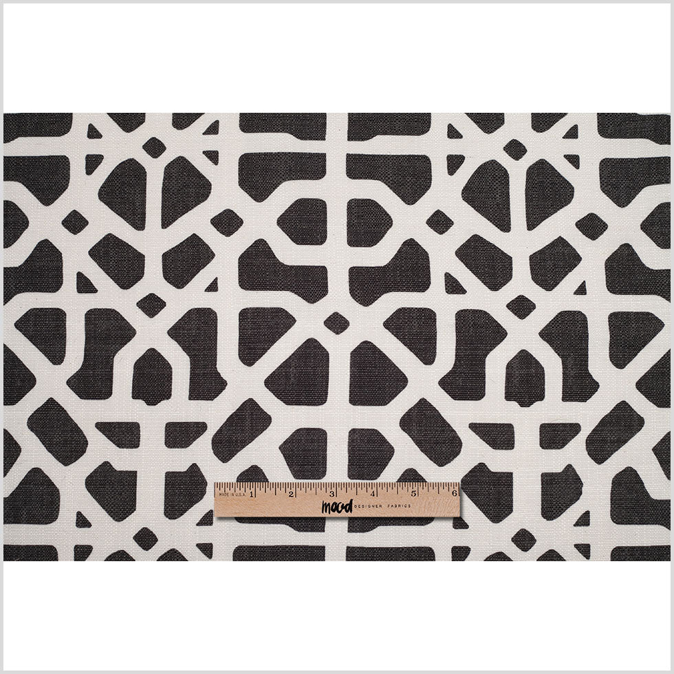 Spanish Black/White Geometric Poly/Cotton Canvas - Full