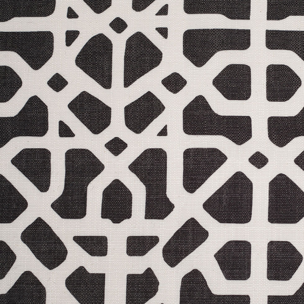 Spanish Black/White Geometric Poly/Cotton Canvas