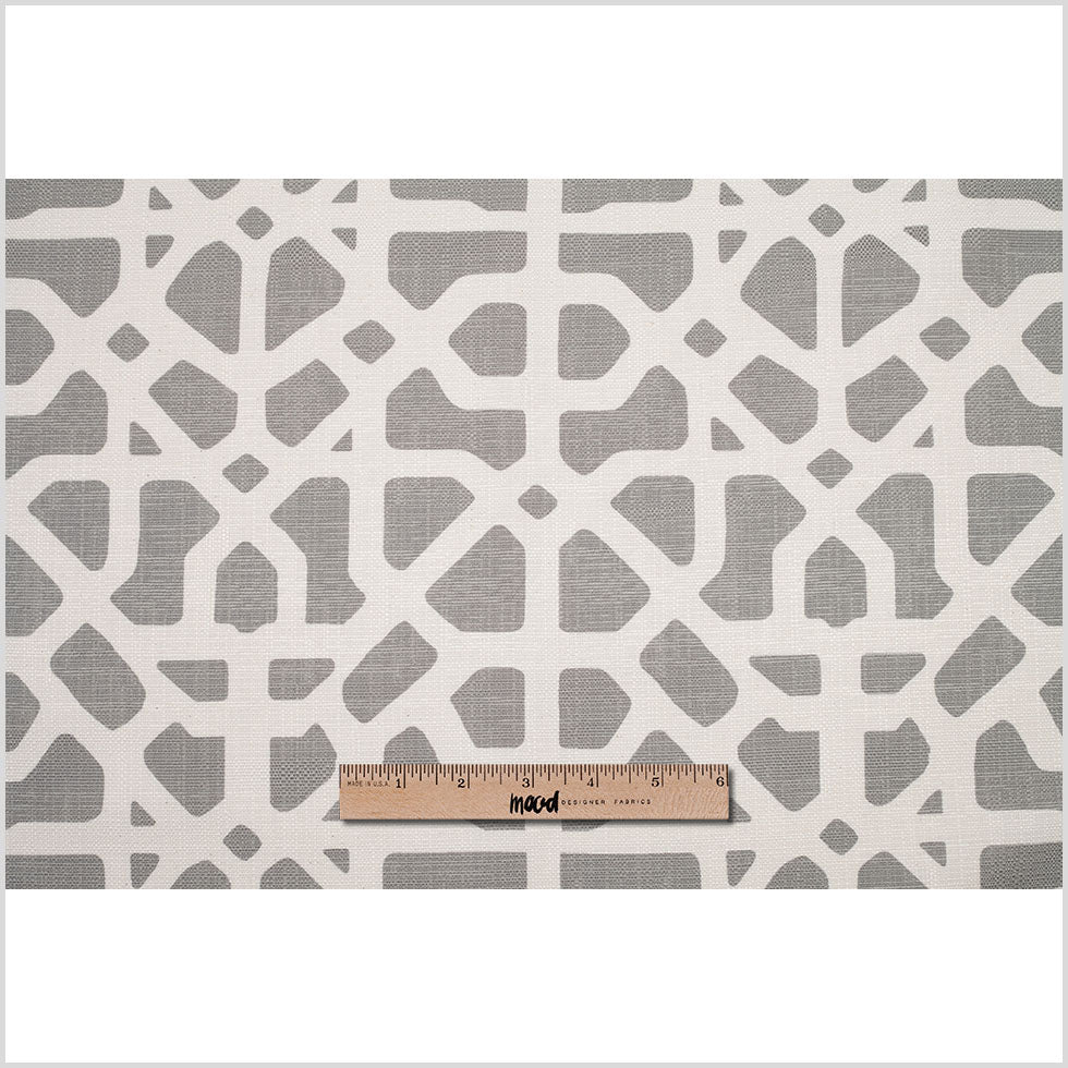 Spanish Gray/White Geometric Poly/Cotton Canvas - Full