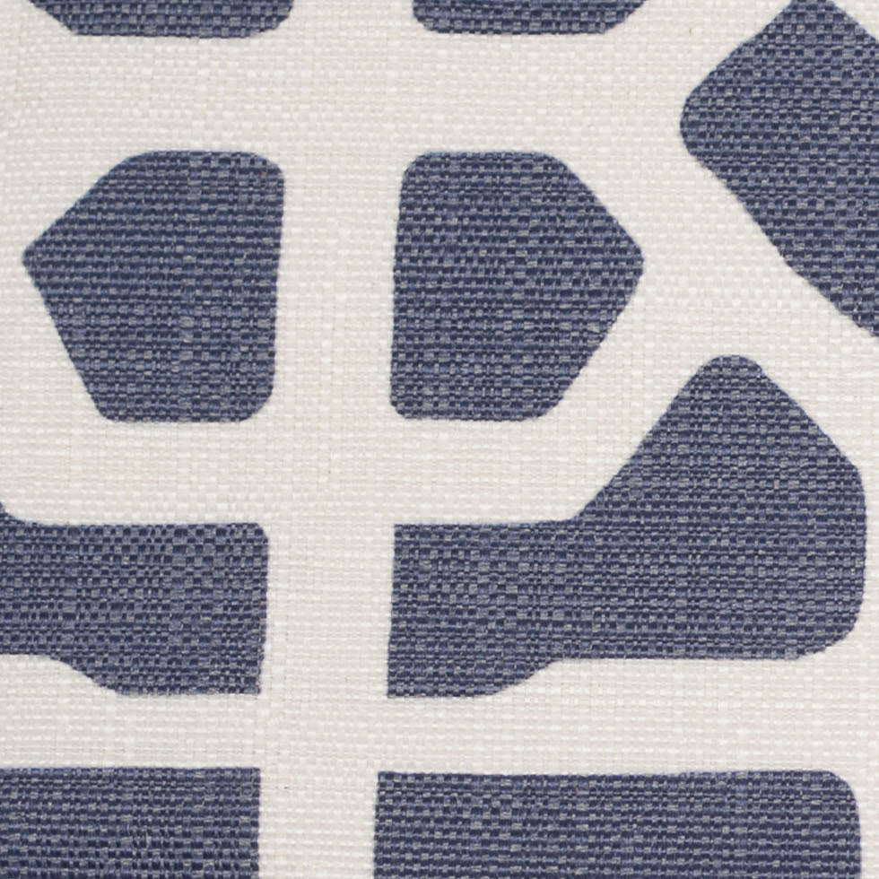 Spanish Denim/White Geometric Poly/Cotton Canvas - Detail