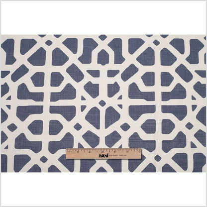 Spanish Denim/White Geometric Poly/Cotton Canvas - Full