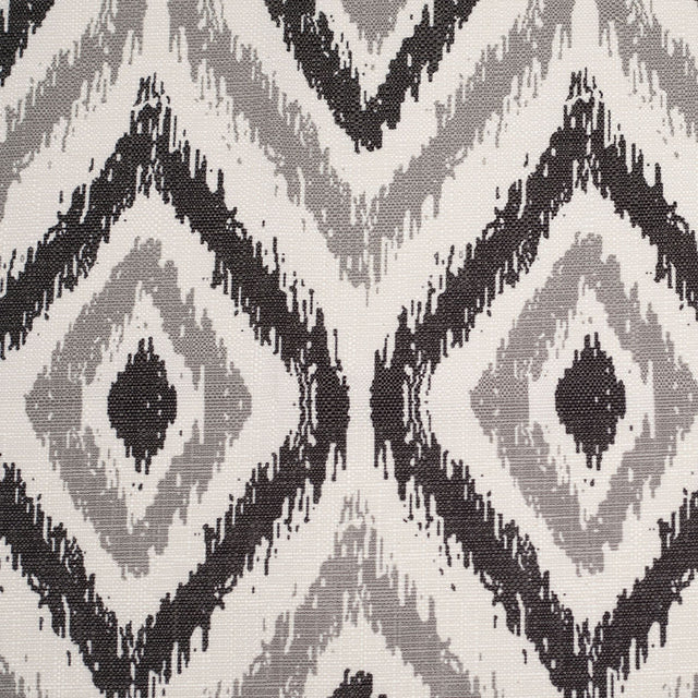 Spanish Black/Gray Ikat-Like Geometric Poly/Cotton Canvas