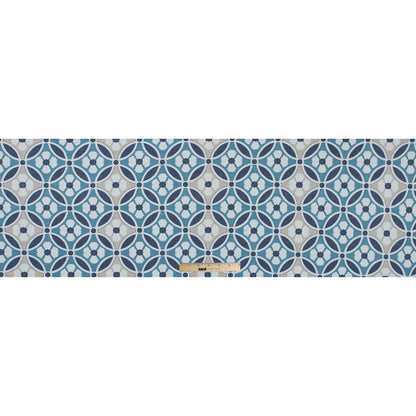 Spanish Navy and Beige Floral Geometric Poly-Cotton Canvas - Full