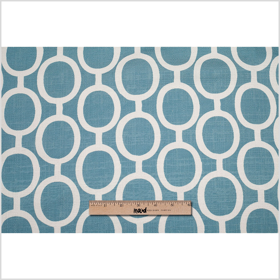 Spanish Blue/White Geometric Poly/Cotton Canvas - Full