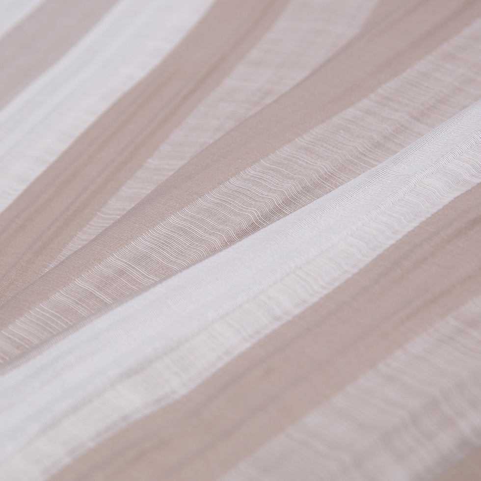 Indian Ivory/Beige Striped Poly/Cotton Brocade Folded