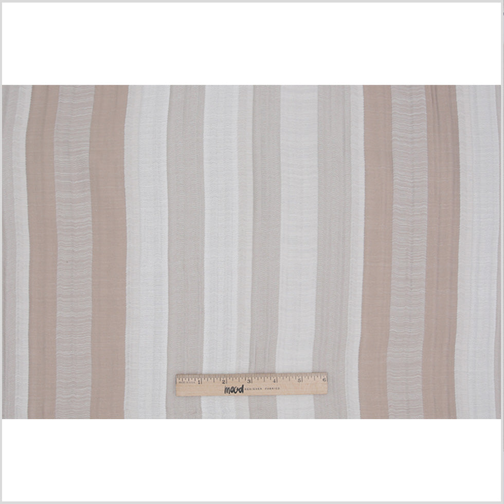 Indian Ivory/Beige Striped Poly/Cotton Brocade Full
