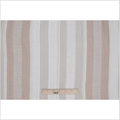 Indian Ivory/Beige Striped Poly/Cotton Brocade Full