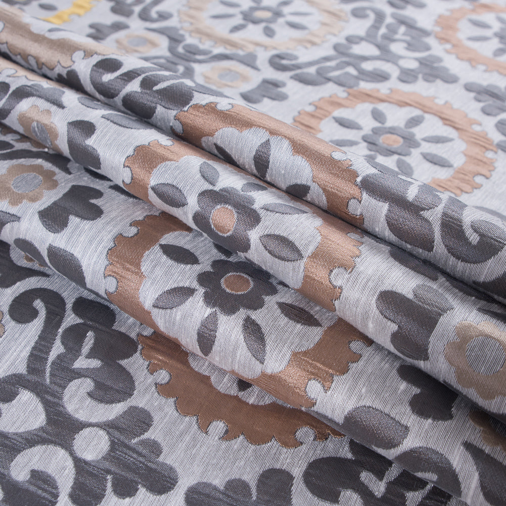 Brown and Gray Floral Brocade - Folded