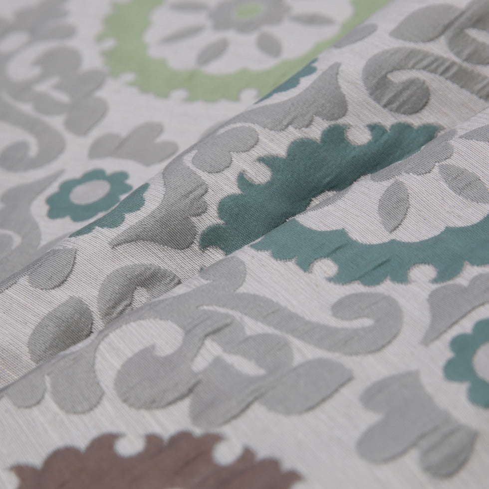Green/Brown/Blue Floral Brocade - Folded