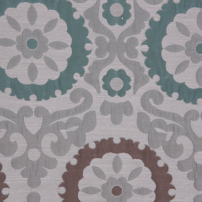 Green/Brown/Blue Floral Brocade - Detail