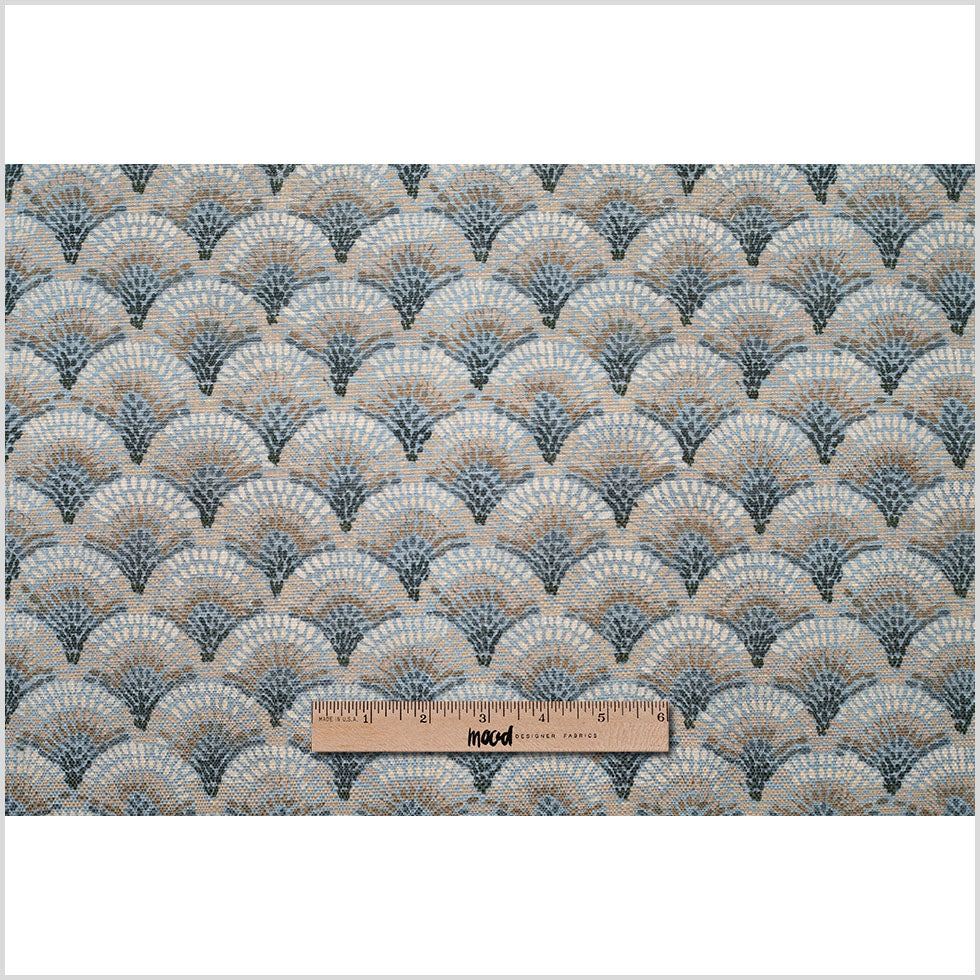 Spanish Blue/Gray Geometric Poly/Cotton Canvas Full