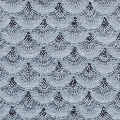 Spanish Charcoal and Blue Geometric Poly/Cotton Canvas