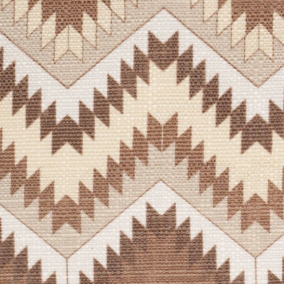 Spanish Beige/Brown Geometric Poly/Cotton Canvas - Detail