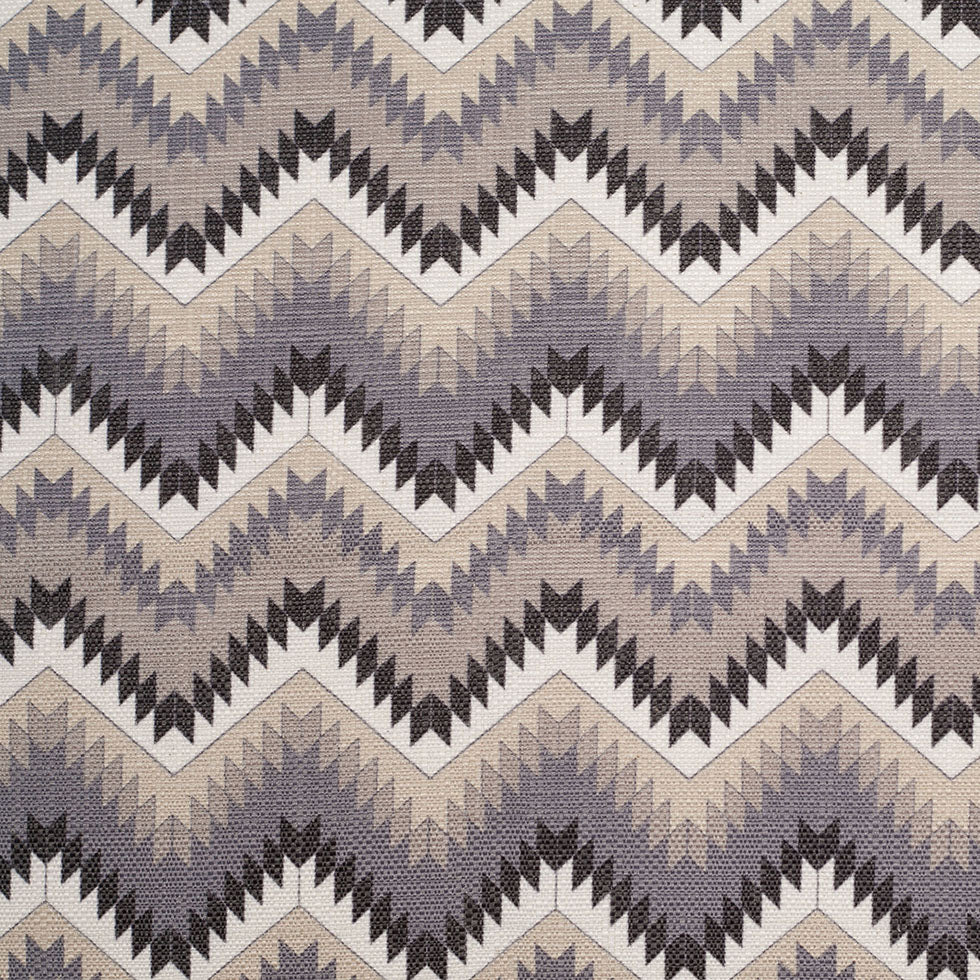 Spanish Navy/Beige Geometric Poly/Cotton Canvas