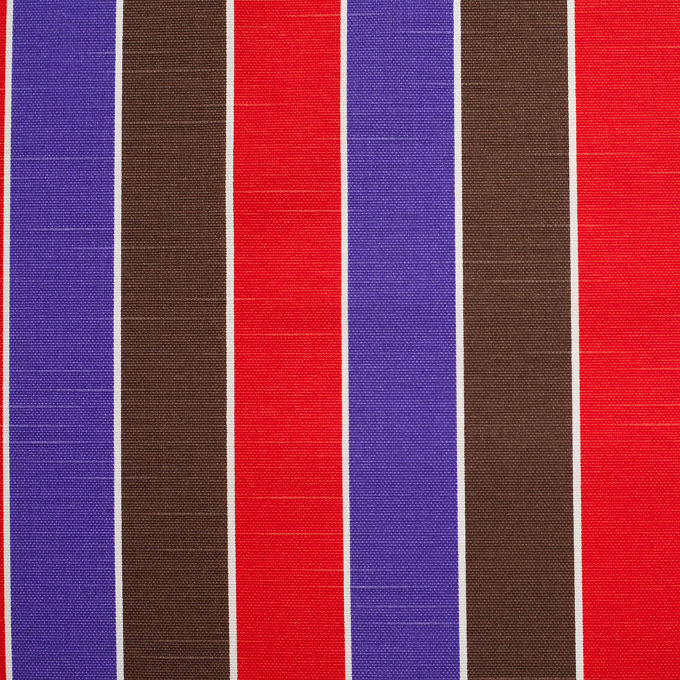 Spanish Red/Purple/Brown Striped Poly-Cotton Woven