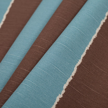Spanish Blue/Brown Striped Poly-Cotton Woven - Folded