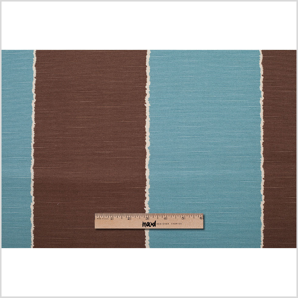 Spanish Blue/Brown Striped Poly-Cotton Woven - Full