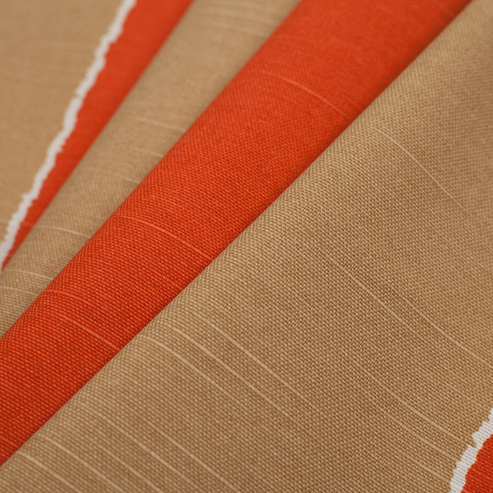 Spanish Orange/Brown Striped Poly-Cotton Woven Folded