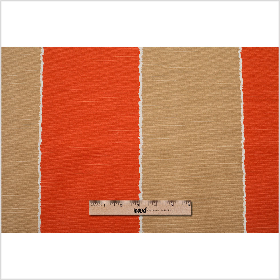 Spanish Orange/Brown Striped Poly-Cotton Woven Full