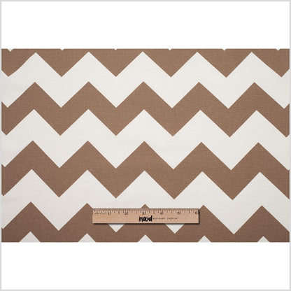 Spanish Mocha/White Geometric Poly-Cotton Woven - Full