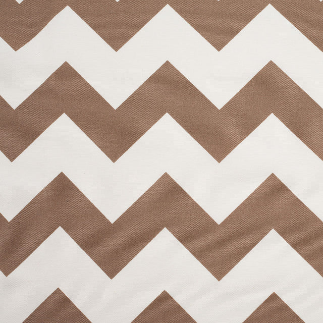 Spanish Mocha/White Geometric Poly-Cotton Woven