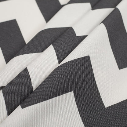 Spanish Gray/White Geometric Poly-Cotton Woven Folded