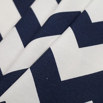 Spanish Navy/White Geometric Poly-Cotton Woven - Folded