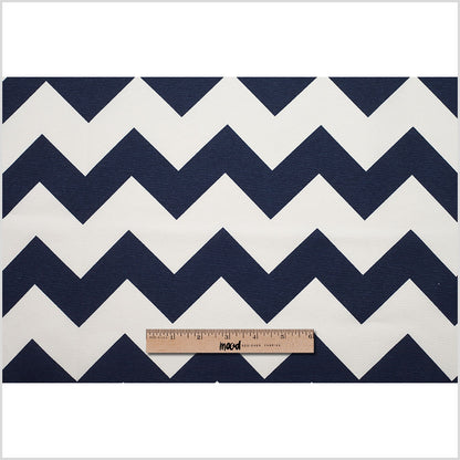 Spanish Navy/White Geometric Poly-Cotton Woven - Full