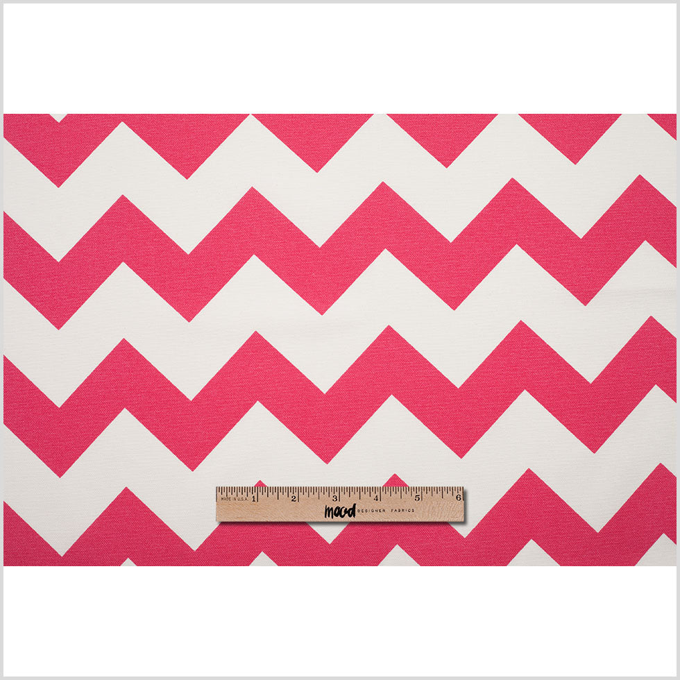 Spanish Pink/White Geometric Poly-Cotton Woven - Full