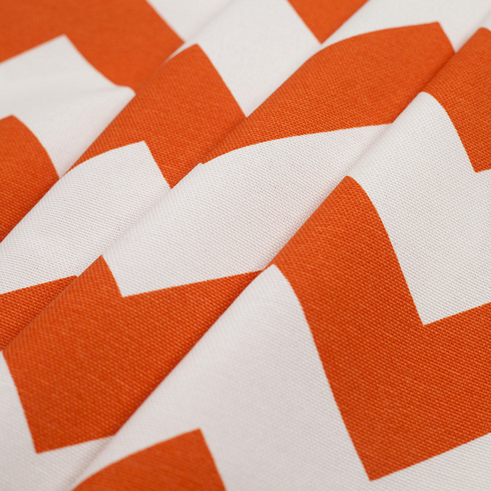 Spanish Orange/White Geometric Poly-Cotton Woven Folded