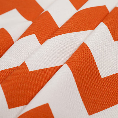 Spanish Orange/White Geometric Poly-Cotton Woven Folded