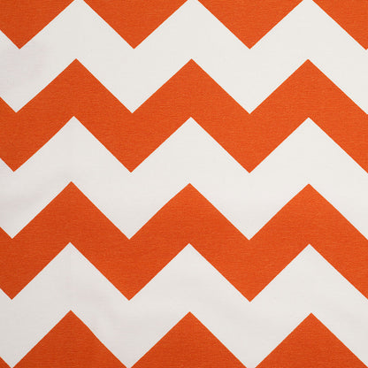 Spanish Orange/White Geometric Poly-Cotton Woven