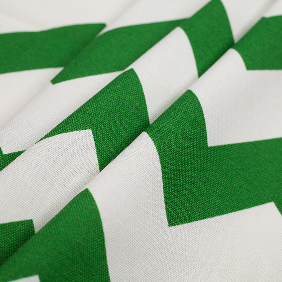 Spanish Green/White Geometric Poly-Cotton Woven - Folded