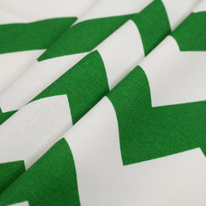 Spanish Green/White Geometric Poly-Cotton Woven - Folded