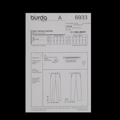 Burda Style Men's Pants Pattern 6933 - Detail