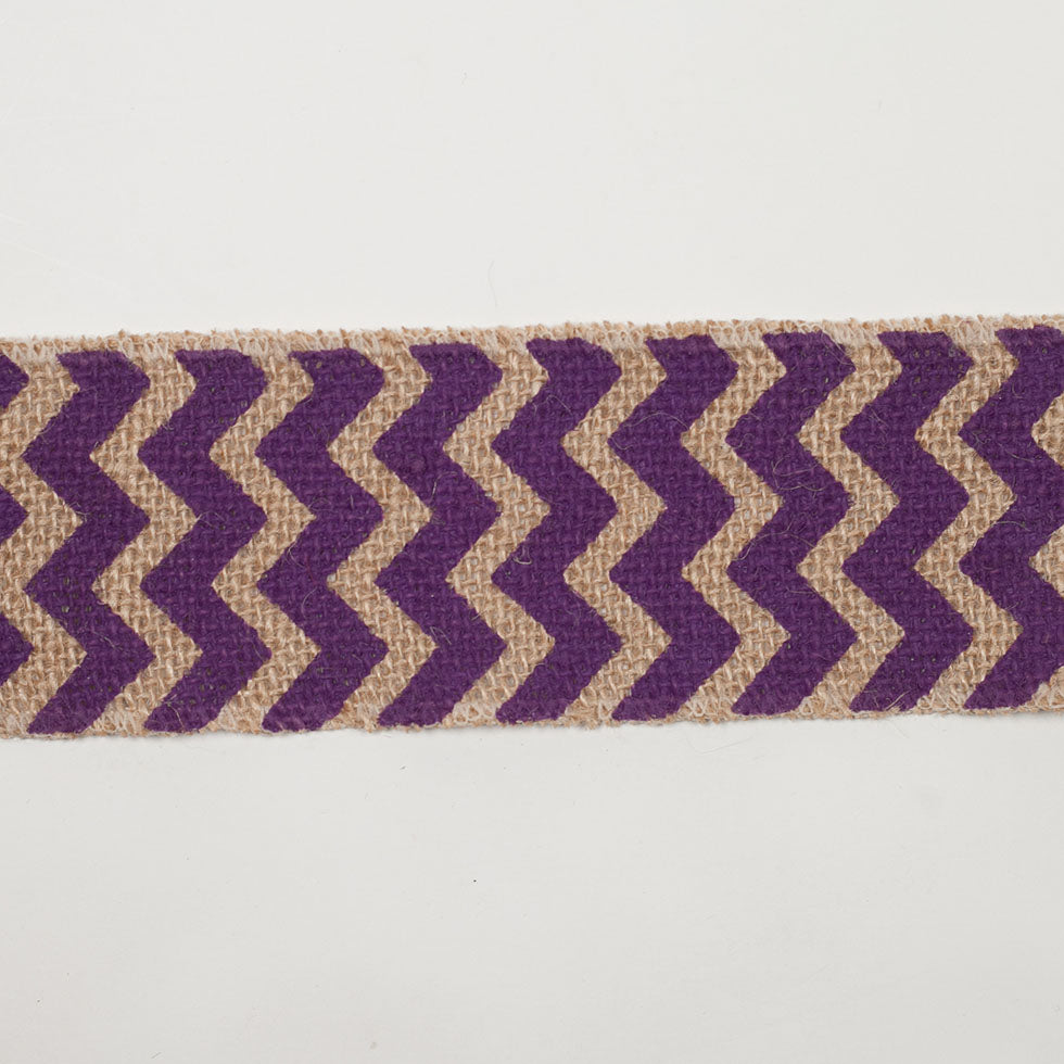 2.5 Purple Jute Chrevron Woven Trim - Detail