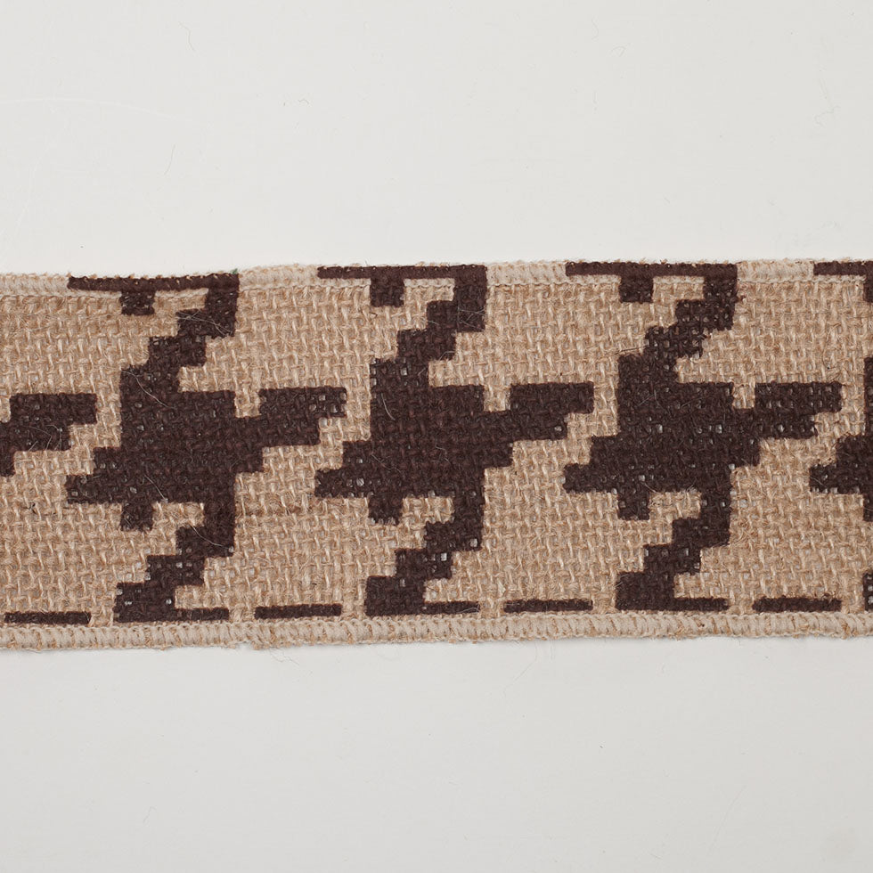2.5 Brown Jute Houndstooth Woven Trim - Detail