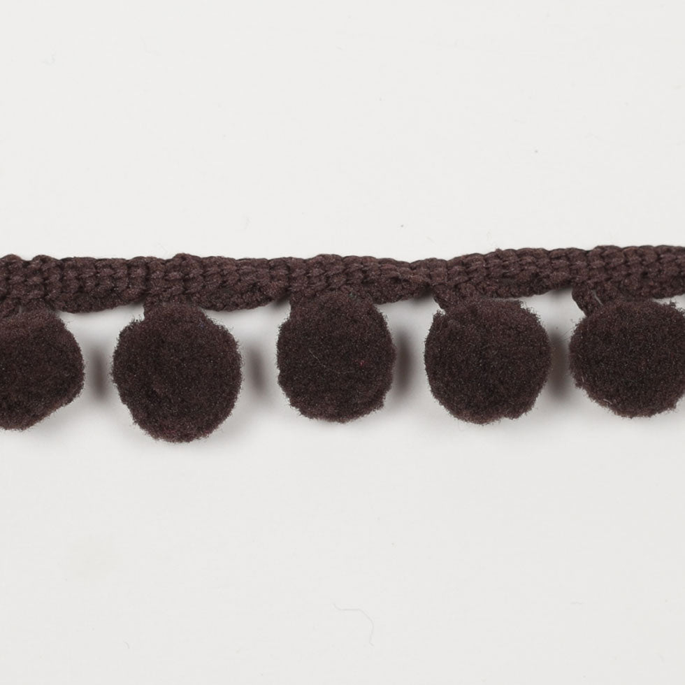 Brown Polyester Pom Pom Trim Detail